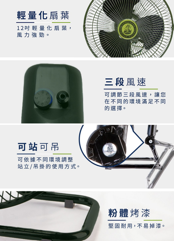 【樂活不露】12吋工業風風扇(可掛式)