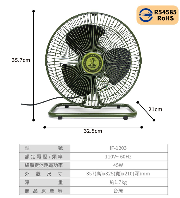 【樂活不露】12吋工業風風扇(可掛式)