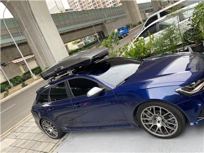 【THULE】THULE WingBar Edge黑色包覆式橫桿 & THULE Vector Alpine 鈦色車頂箱---AUDI A4 Avant 實裝